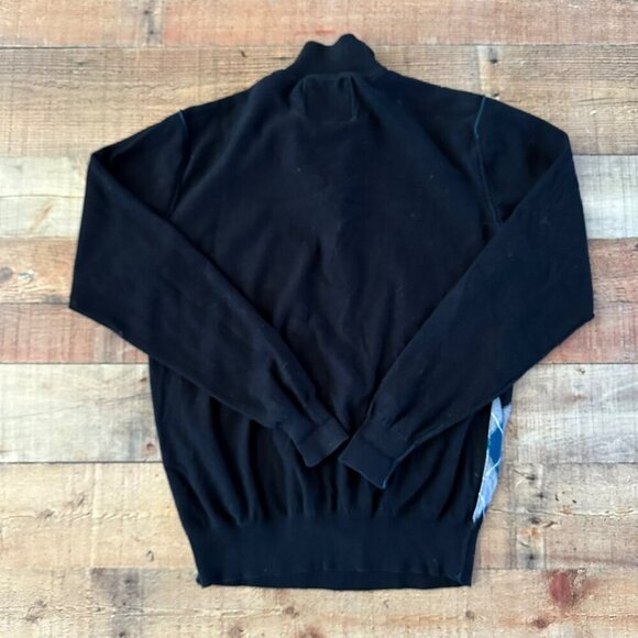 BKE black and gray argyle pattern pullover sweater top quarter zip men's L - Picture 5 of 8